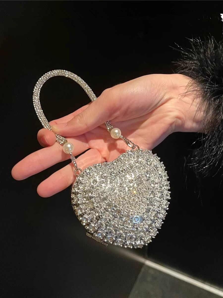Luxury Bags Women - Luxury Small Bling Heart Shape Diamond
