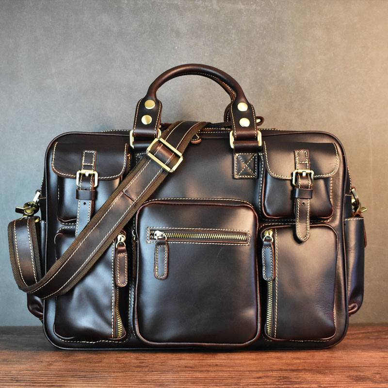 Luxury Bags Vintage - Vintage Men's Black Shoulder Bags High-Capacity