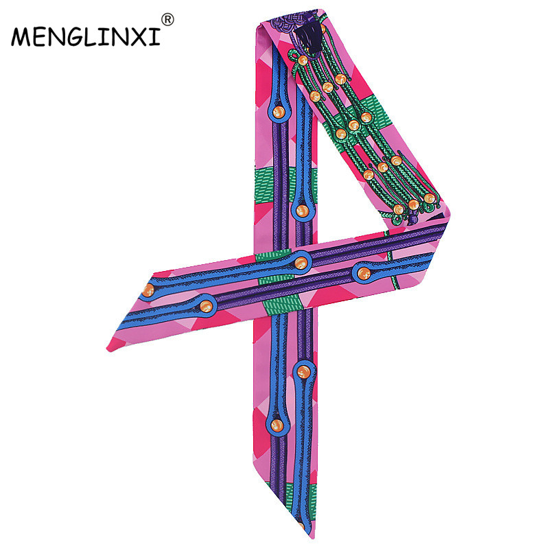 Luxury Bags Brands - New Chain Print Small Silk Scarf