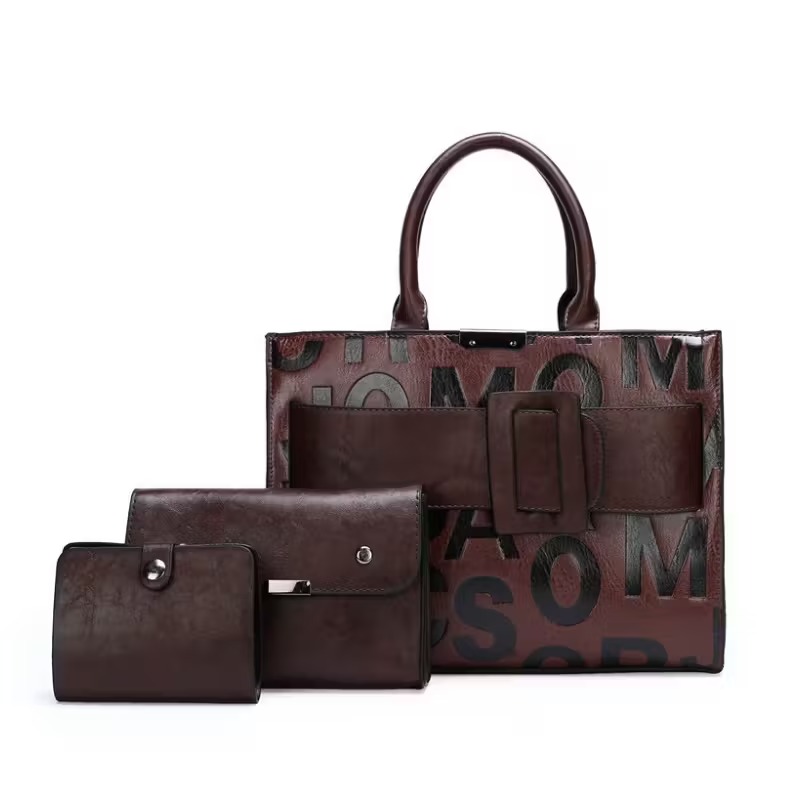 Tote Bag Leather Monogram - 3pcs Women's Monogram Embossed Set, Large