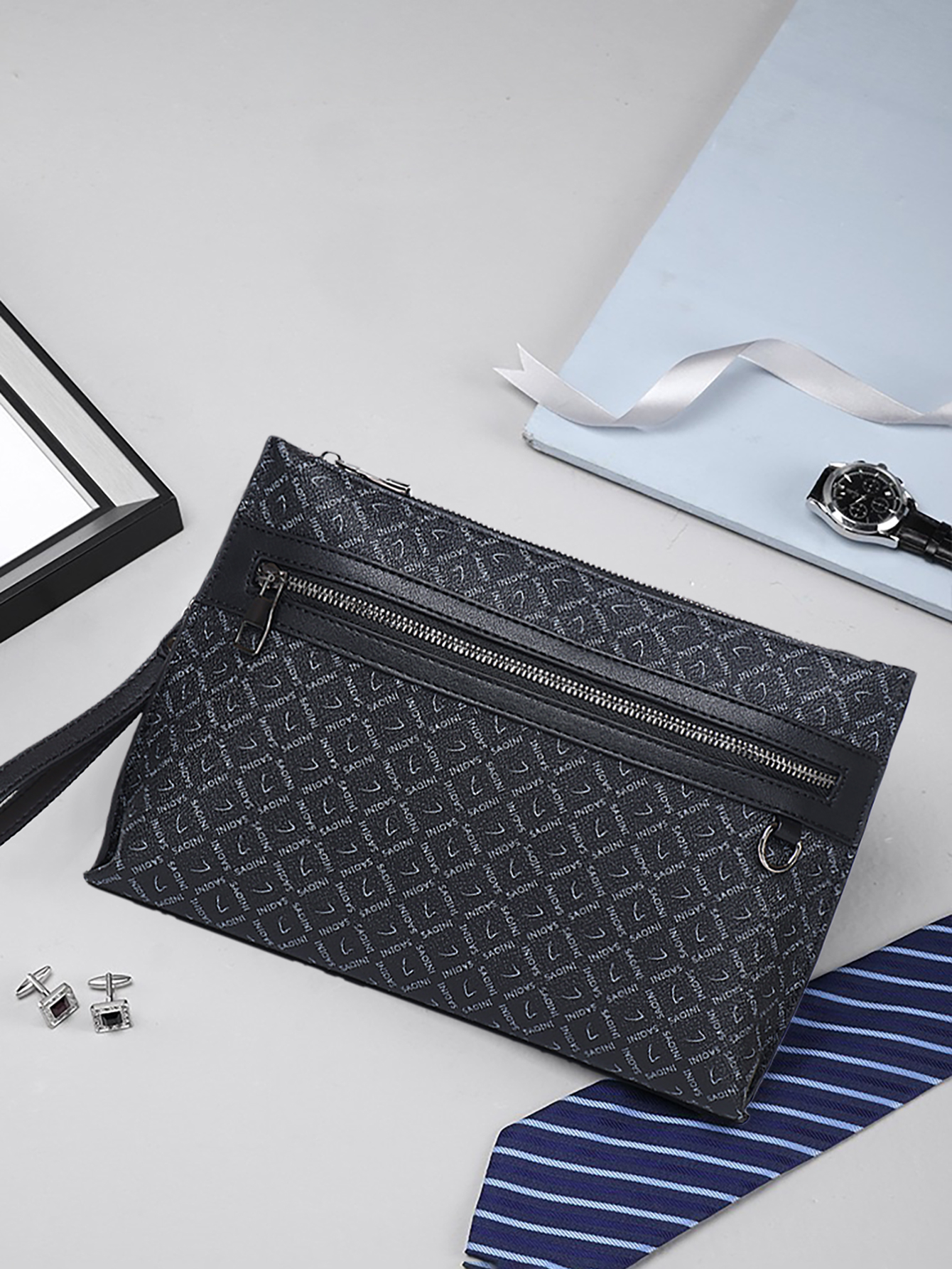 Men's Monogram Clutch Bag - Bl - Tote Bag Leather Monogram recension och pris