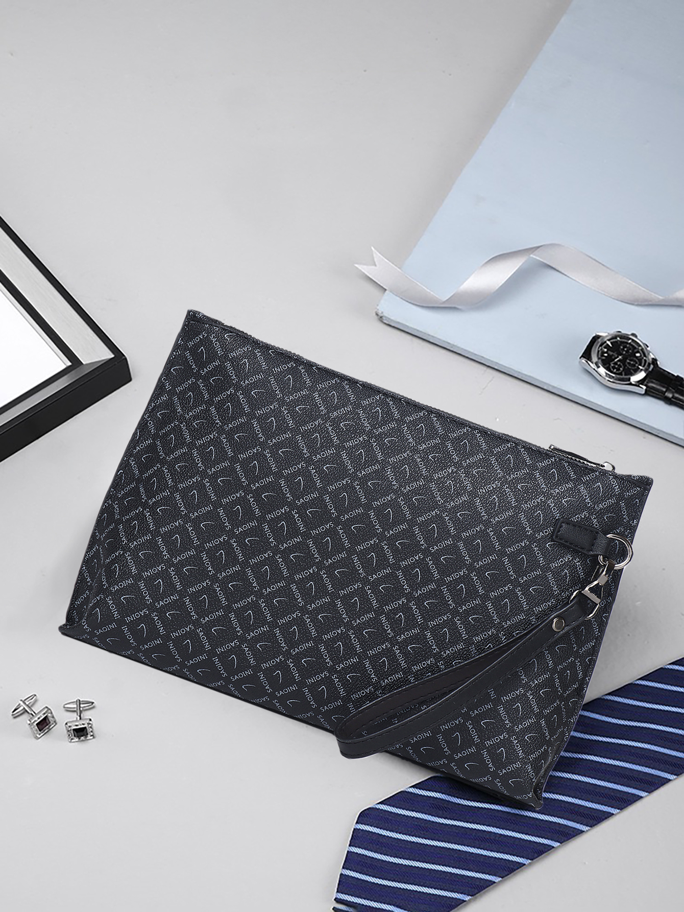 Men's Monogram Clutch Bag - Bl - Tote Bag Leather Monogram recension och pris