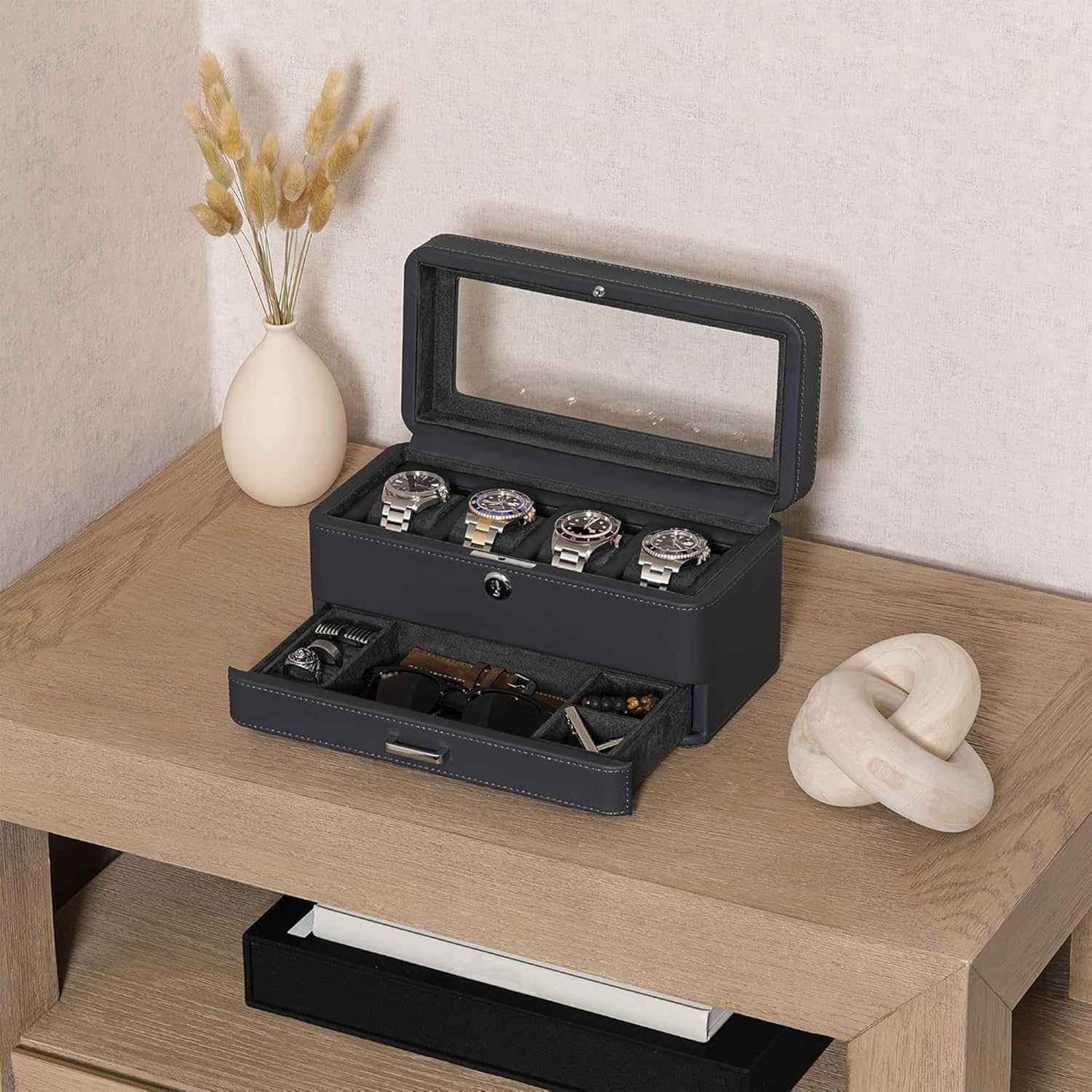 Luxury 4-Slot Watch Box with V - Luxury Bags Women recension och pris